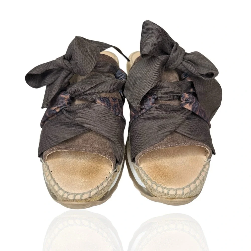 Free People Chapmin Ribbon Espadrilles EU 37 US‎ 6.5 Platform Sandals Leopard